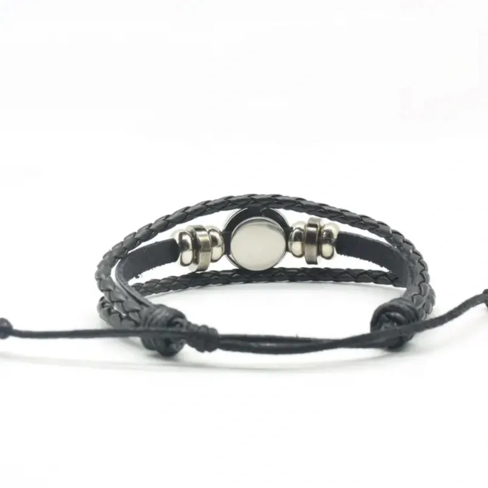 Black & Silver Pisces Zodiac Braided Bracelet.